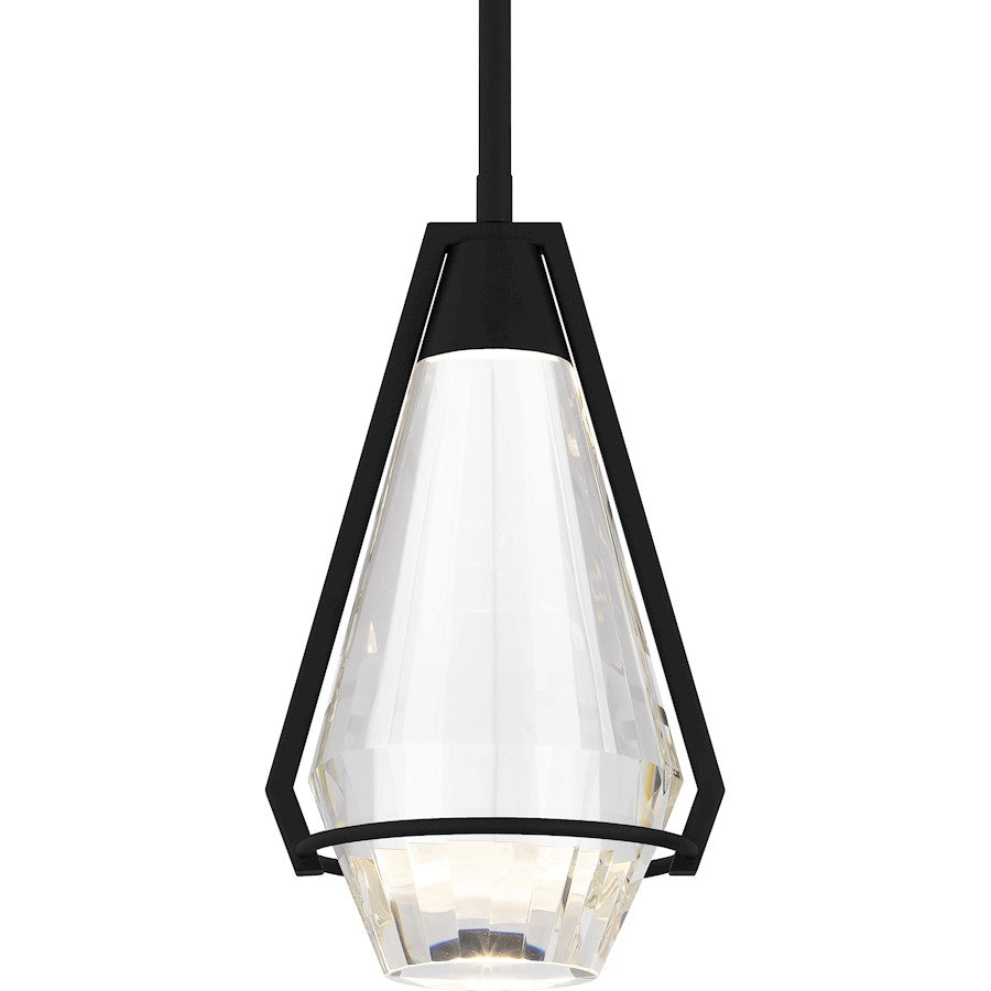 Luca Integrated LED Mini Pendant, Black/Clear Crystal