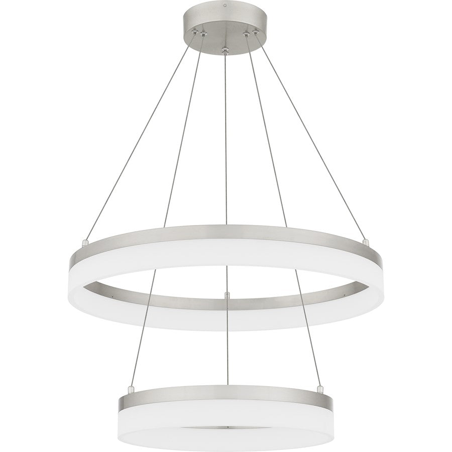 Cohen 24" Integrated LED Pendant, Nickel/White Acrylic