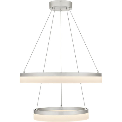 Cohen 24" Integrated LED Pendant, Nickel/White Acrylic