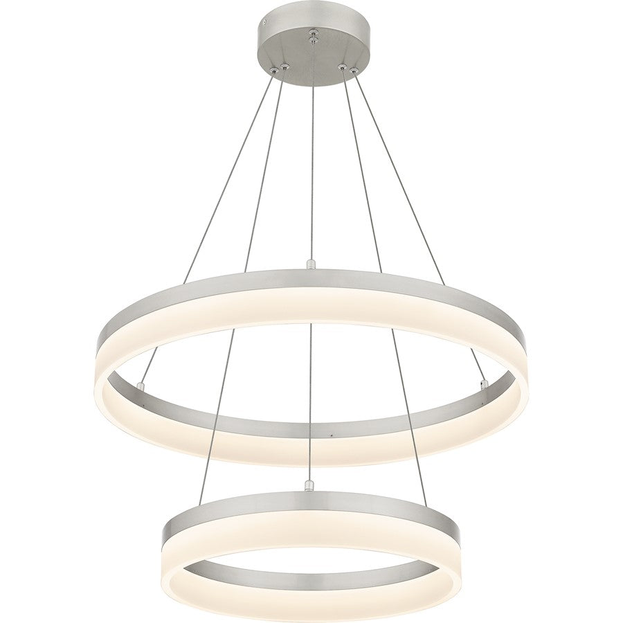 Cohen 24" Integrated LED Pendant, Nickel/White Acrylic