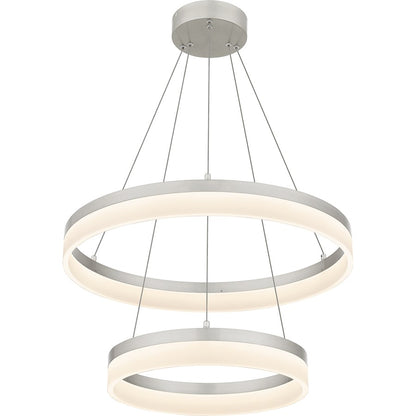 Cohen 24" Integrated LED Pendant, Nickel/White Acrylic