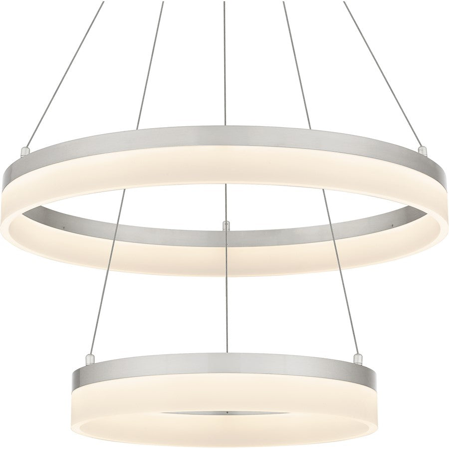 Cohen 24" Integrated LED Pendant, Nickel/White Acrylic