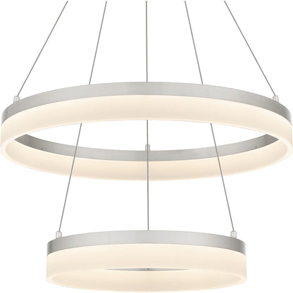 Cohen 24" Integrated LED Pendant, Nickel/White Acrylic