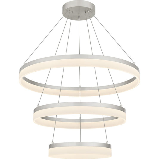 Quoizel Cohen 32" Integrated LED Pendant, Nickel/White Acrylic - PCOH2932BN