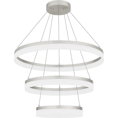 Cohen 32" Integrated LED Pendant, Nickel/White Acrylic