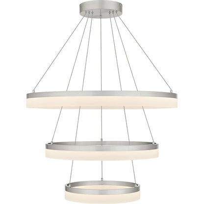 Cohen 32" Integrated LED Pendant, Nickel/White Acrylic