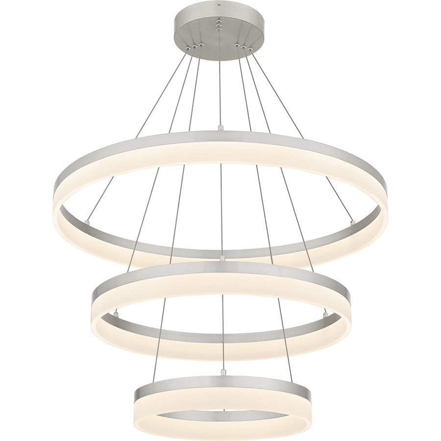 Cohen 32" Integrated LED Pendant, Nickel/White Acrylic