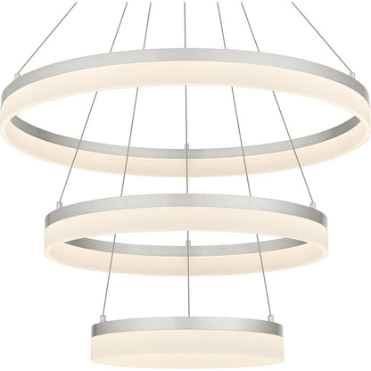 Cohen 32" Integrated LED Pendant, Nickel/White Acrylic