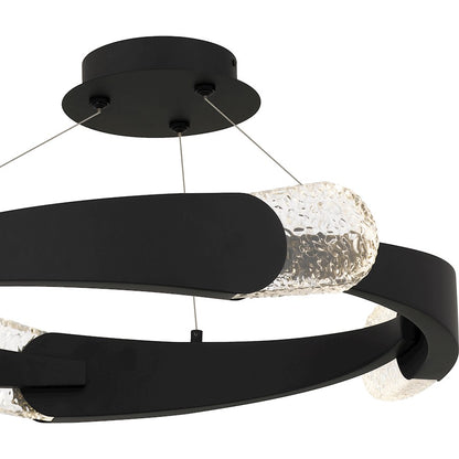 Saffron LED 24" Semi-Flush Mount, Black/Clear Textured