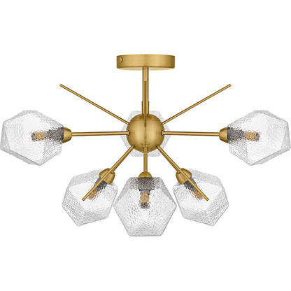 Salvador 6Lt Semi-Flush Mount, Gold/Clear Textured