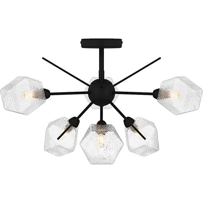 Quoizel Salvador 6Lt Semi-Flush Mount, Earth Black/Clear Textured - PCSVD1724EK