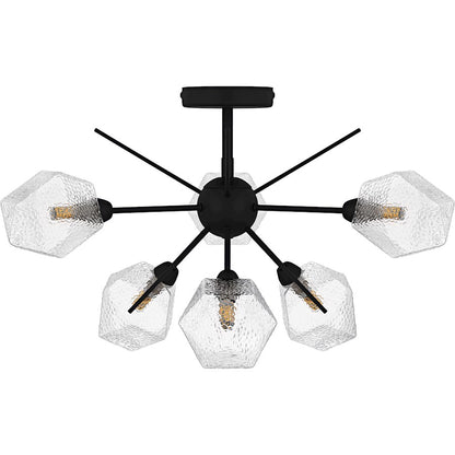 Salvador 6Lt Semi-Flush Mount, Earth Black/Clear Textured