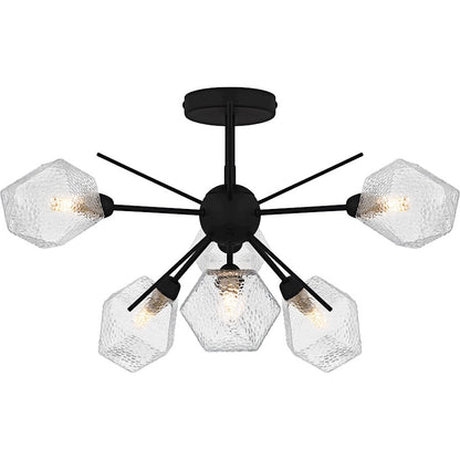 Salvador 6Lt Semi-Flush Mount, Earth Black/Clear Textured