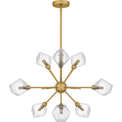 Salvador 9Lt Chandelier, Gold/Clear Textured