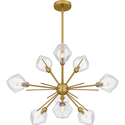Salvador 9Lt Chandelier, Gold/Clear Textured