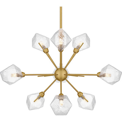 Salvador 9Lt Chandelier, Gold/Clear Textured