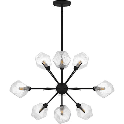 Salvador 9Lt Chandelier, Earth Black/Clear Textured