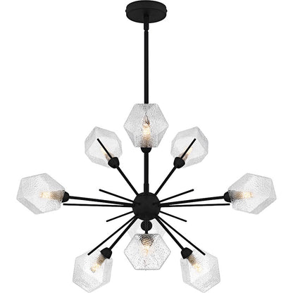 Salvador 9Lt Chandelier, Earth Black/Clear Textured
