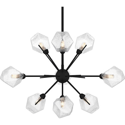 Salvador 9Lt Chandelier, Earth Black/Clear Textured
