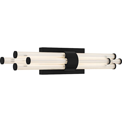 Talbott LED 24" Bath Light, Black/Clear Ribbed Acrylic