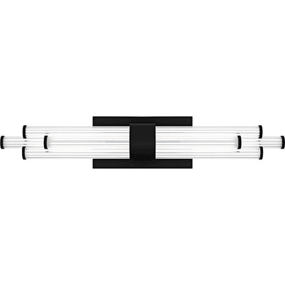 Talbott LED 24" Bath Light, Black/Clear Ribbed Acrylic