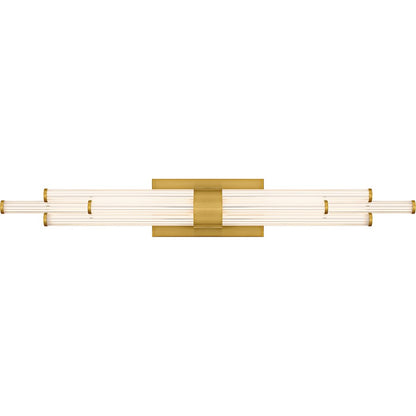Quoizel Talbott LED 32" Bath Light, Gold/Clear Ribbed Acrylic - PCTAL8632BRG