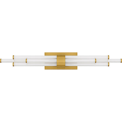Talbott LED 32" Bath Light, Gold/Clear Ribbed Acrylic