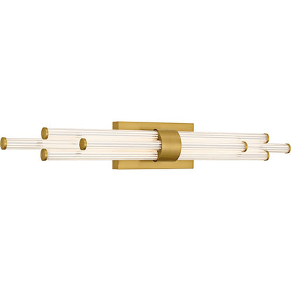 Talbott LED 32" Bath Light, Gold/Clear Ribbed Acrylic