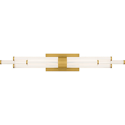 Talbott LED 32" Bath Light, Gold/Clear Ribbed Acrylic