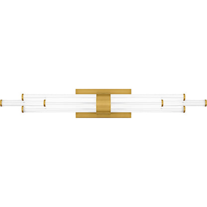 Talbott LED 32" Bath Light, Gold/Clear Ribbed Acrylic