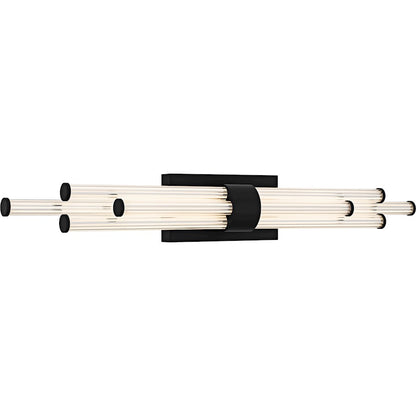 Talbott LED 32" Bath Light, Black/Clear Ribbed Acrylic
