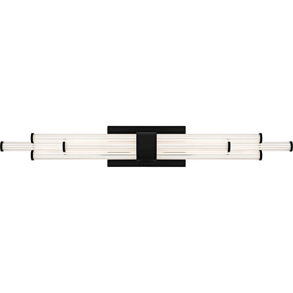 Talbott LED 32" Bath Light, Black/Clear Ribbed Acrylic