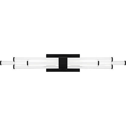 Talbott LED 32" Bath Light, Black/Clear Ribbed Acrylic