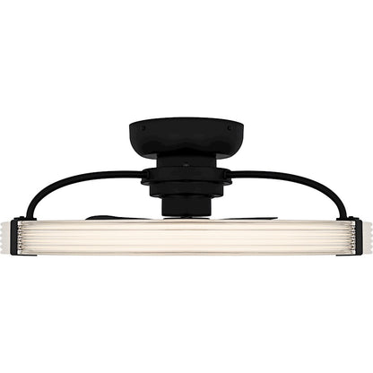 Elrod Light Fandelier, Matte Black/Clear Ribbed Acrylic