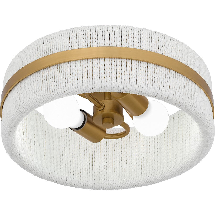 Maeve 2 Light Flush Mount, Brushed Gold/White Rope