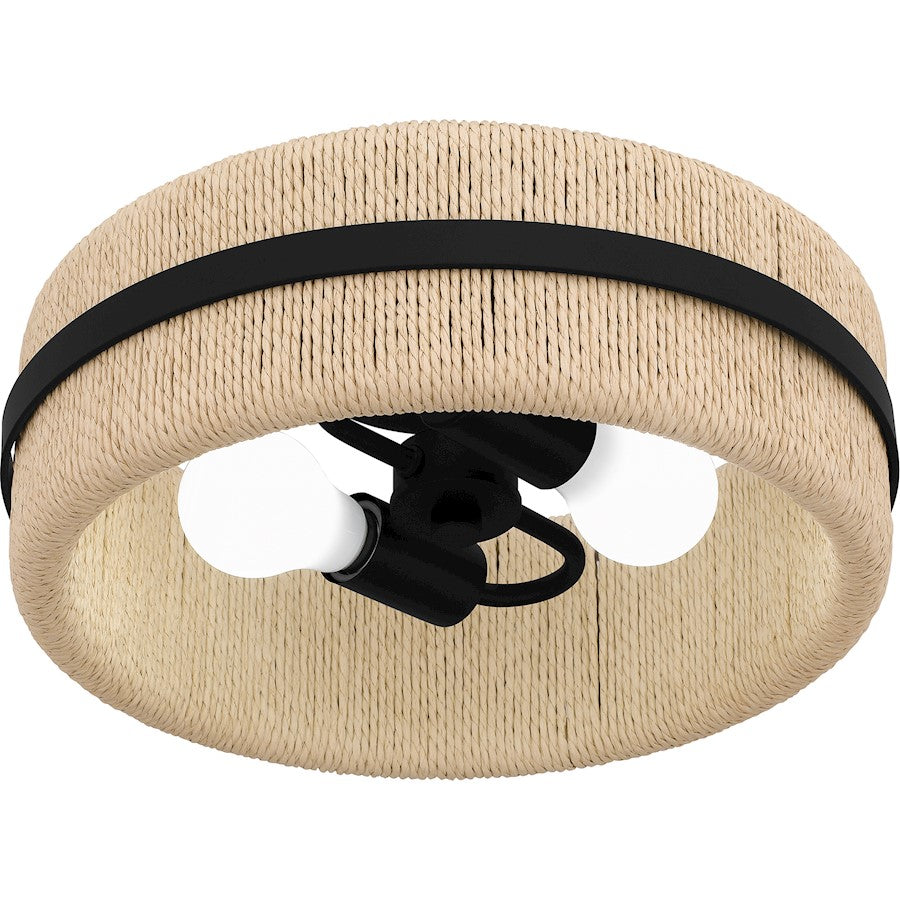 Maeve 2 Light Flush Mount, Matte Black/Ivory Rope