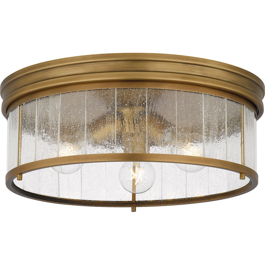 Quoizel Theodora 3 Light Flush Mount, Brass/Clear Seedy Glass - QFL6743WS