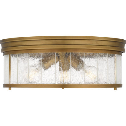 Theodora 3 Light Flush Mount, Brass/Clear Seedy Glass