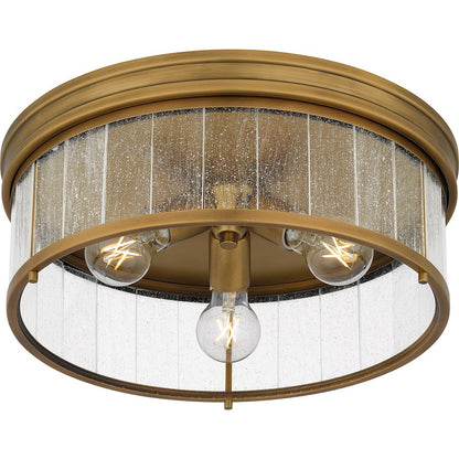 Theodora 3 Light Flush Mount, Brass/Clear Seedy Glass