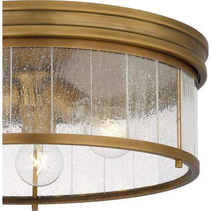 Theodora 3 Light Flush Mount, Brass/Clear Seedy Glass