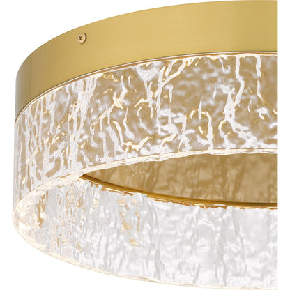 Vistaria LED Flush Mount, Gold/Clear Textured Acrylic