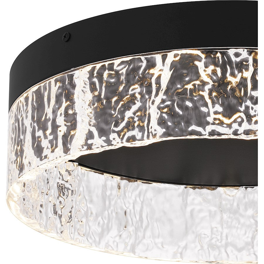 Vistaria LED Flush Mount, Black/Clear Textured Acrylic