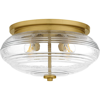 Gatonby 4Light Flush Mount, Brushed Gold/Clear Ribbed Glass