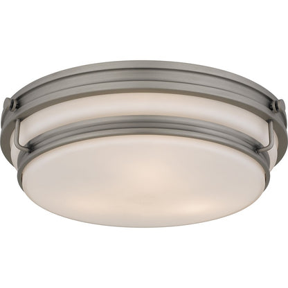 Quoizel Grafton 3Light Flush Mount, Antique Nickel/Opal Etched Glass - QFL6776AN