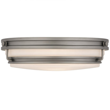 Grafton 3Light Flush Mount, Antique Nickel/Opal Etched Glass