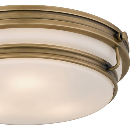 Grafton 3Lt Flush Mount, Weathered Brass/Opal Etched