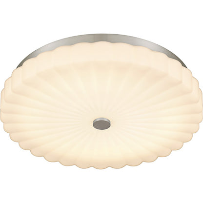 Cherbury Lt Flush Mount, Nickel/Opal Etched Ribbed