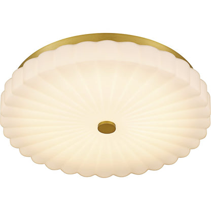 Cherbury Lt Flush Mount, Gold/Opal Etched Ribbed