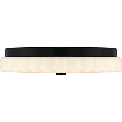 Cherbury Lt Flush Mount, Black/Opal Etched Ribbed