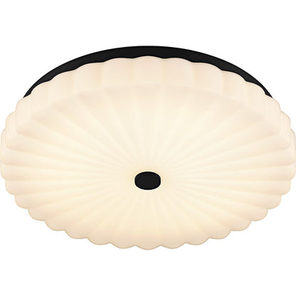 Cherbury Lt Flush Mount, Black/Opal Etched Ribbed